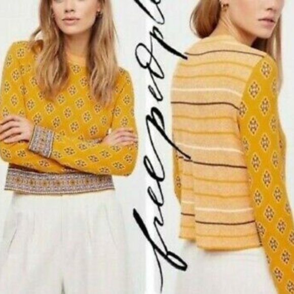 Free People Sweaters - Free People New Age Print Cotton Blend Sweater M